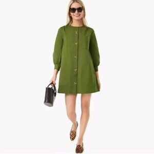 Tuckernuck Dark Green Blake Button Up Boxy Mini Dress, XS